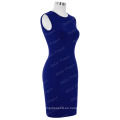 Belle Poque Stock Mujeres Slim Fit sin mangas High Stretchy Hips-Wrapped Spandex vestido de lápiz azul real BP000153-3